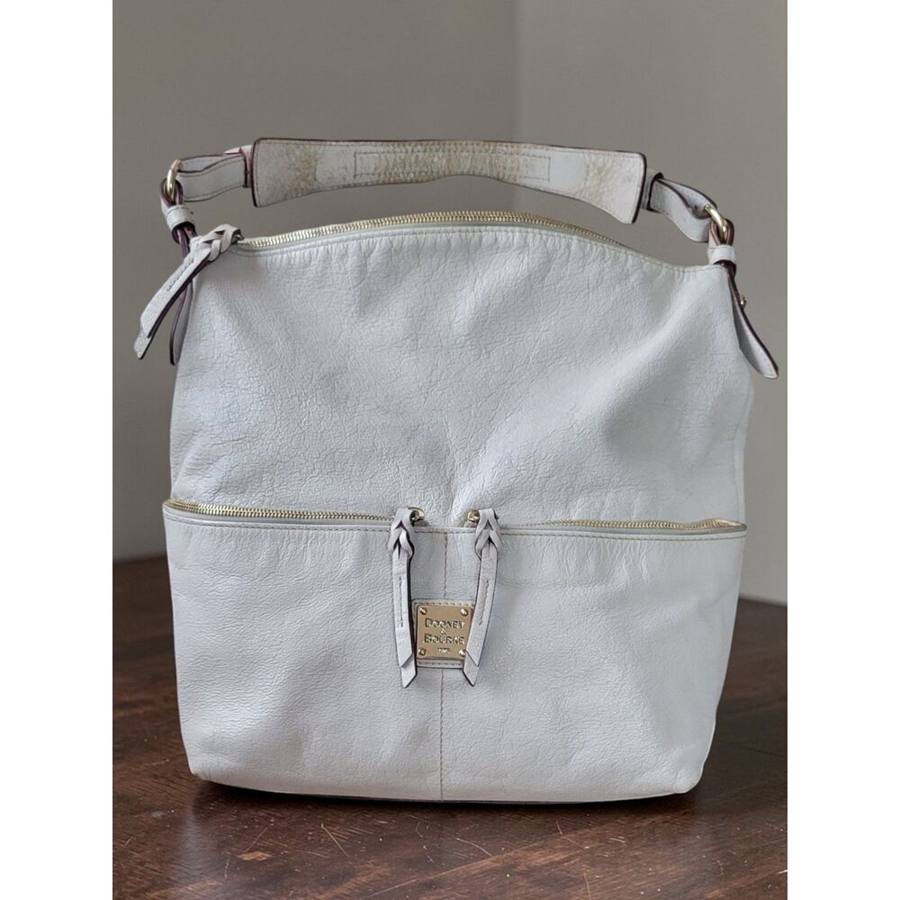 Vintage Dooney & Bourke Dillen Pebble Leather Shoulder Bag Ivory/White